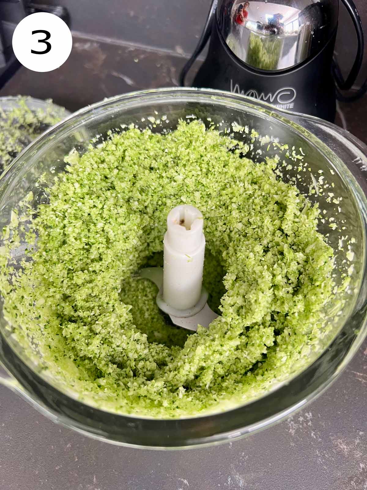 Blended broccoli into small bits.