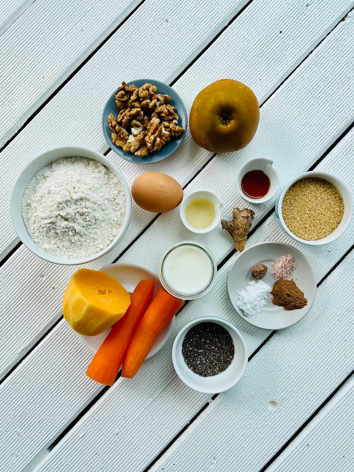 Carrot, apple and butternut squash pancakes ingredients