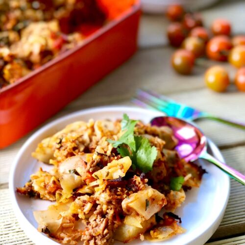 Cabbage Casserole With Mince Beef And Fresh Herbs