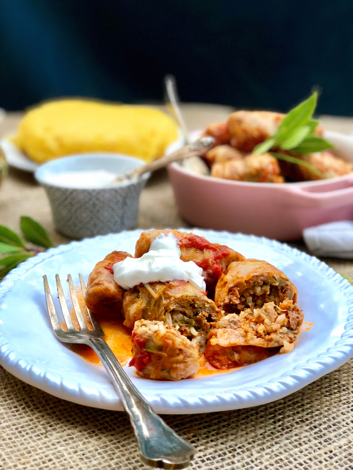 Cabbage rolls ‘sarmale’ stuffed with ground beef veggies and rice