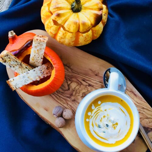 Roast pumpkin and vegetable autumn soup