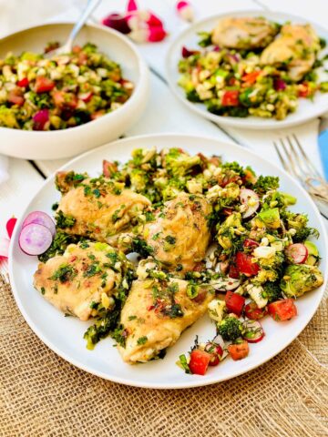 Easiest chicken thigh recipe with broccoli salad