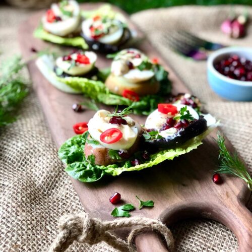 Eggs and spicy lamb koftas salad boats