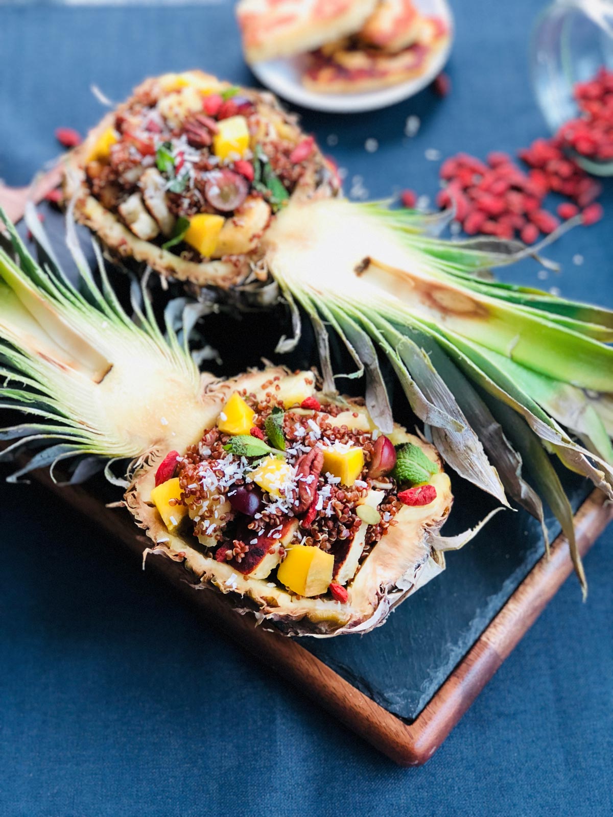 Pineapple, mango and Halloumi cheese quinoa ...dessert