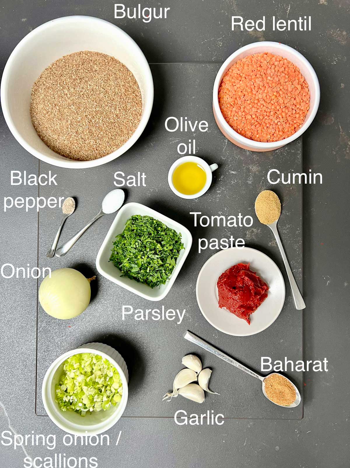 Vegan lentil meatballs ingredients needed to make this dish.