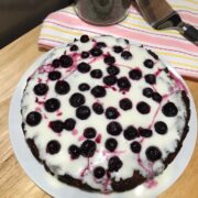 Cake with almonds, poppy seeds and blueberries