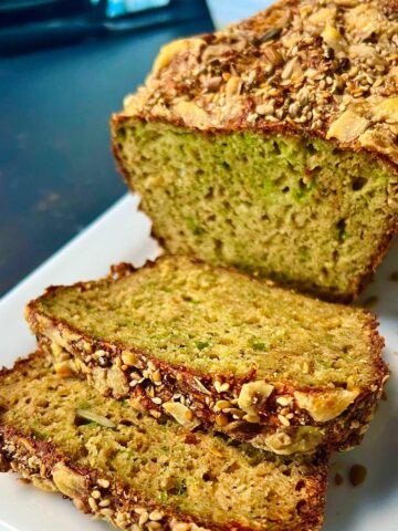 Broccoli and cheese bread with mixed seeds.