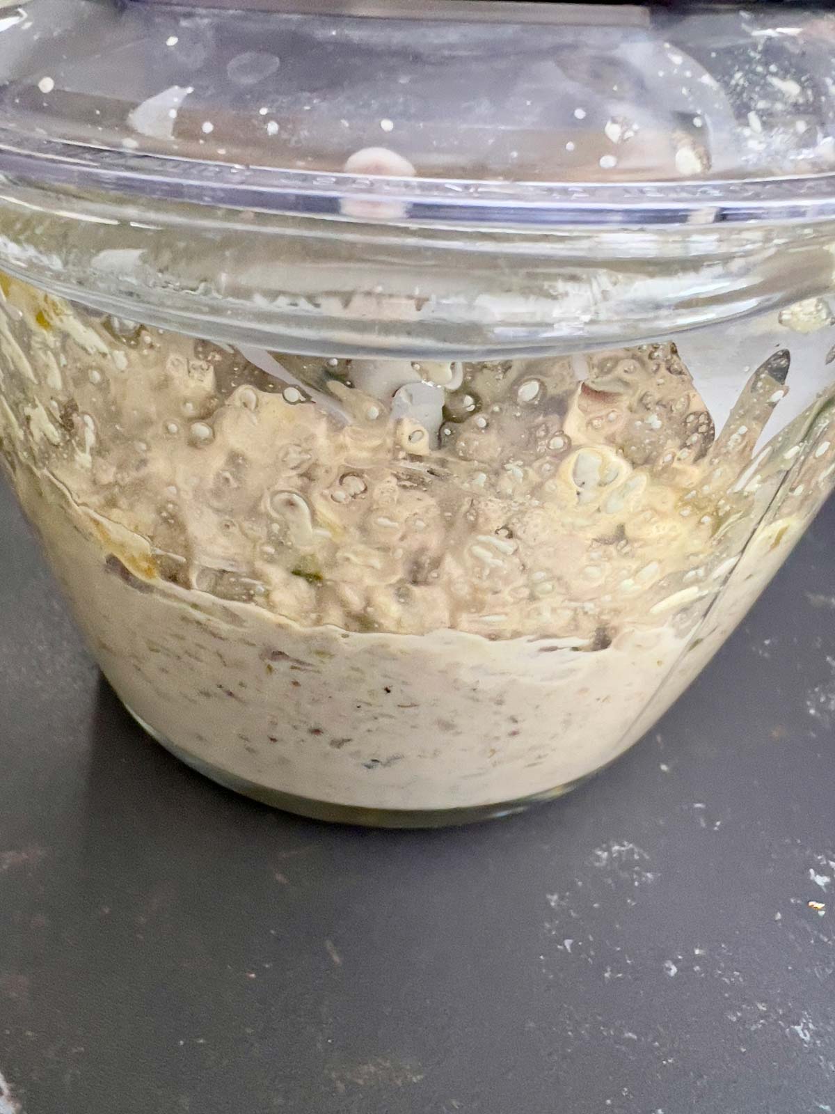 Chicken liver parfait ingredients in the blender.