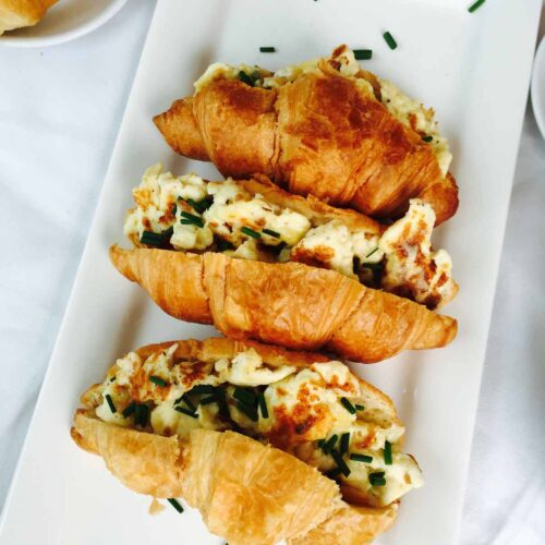 This morning croissant and scrambled eggs treat is a tasty and truly delightful way to start your day!