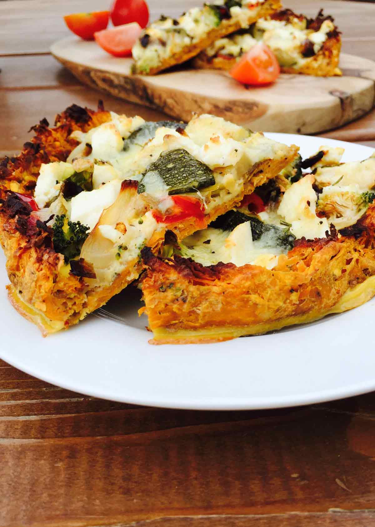 Enjoy a scrumptious no-dough veggie pizza, a low carb vegetable dish full of flavors and a fast feast to prepare.