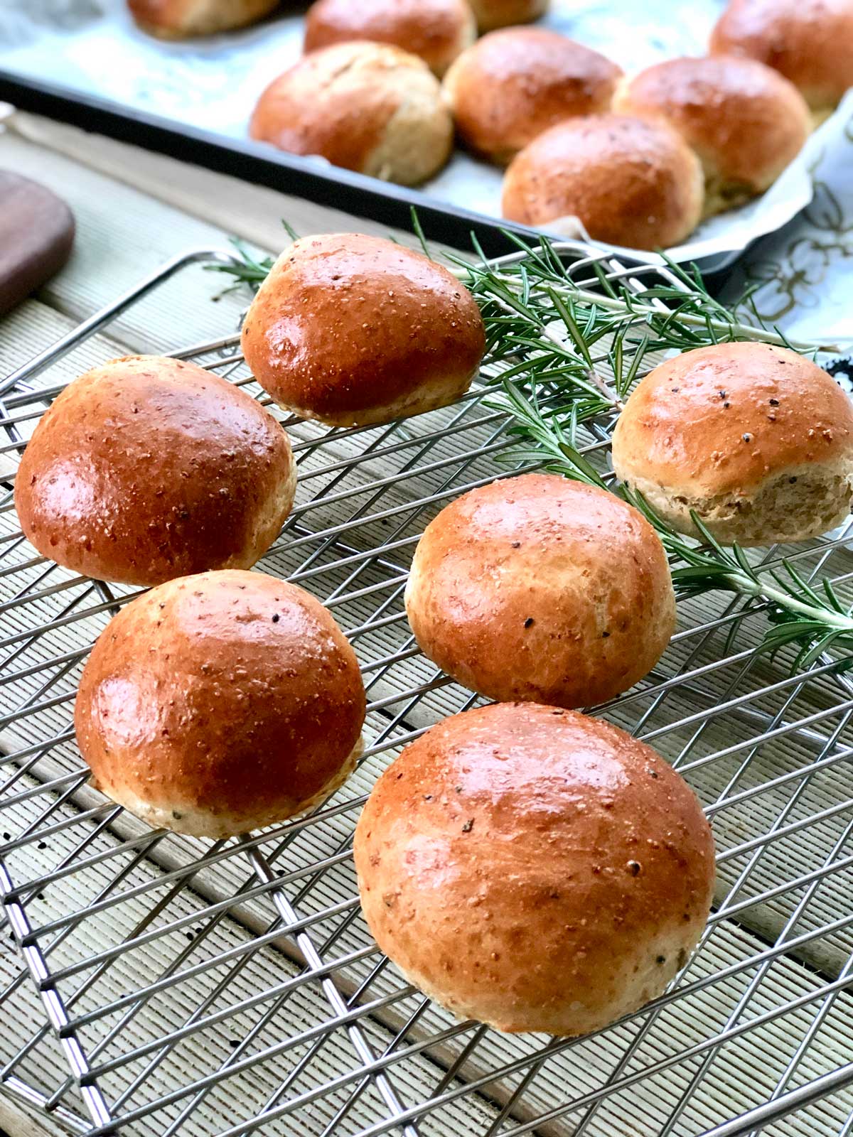 Homemade wholemeal burger buns