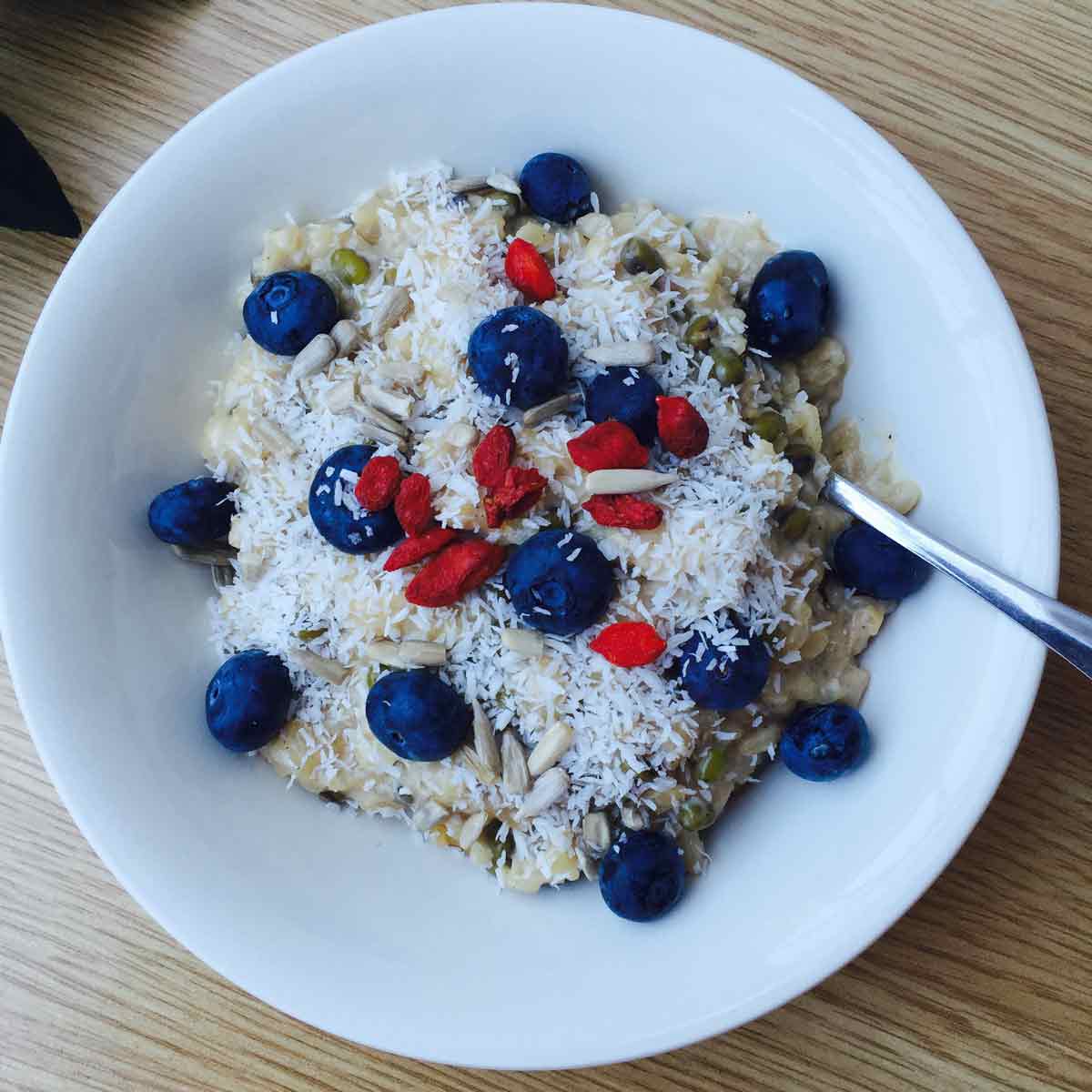 Mung beans and rice pudding