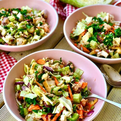 salmon crudités salad with coconut blossom nectar and umami salt vinaigrette