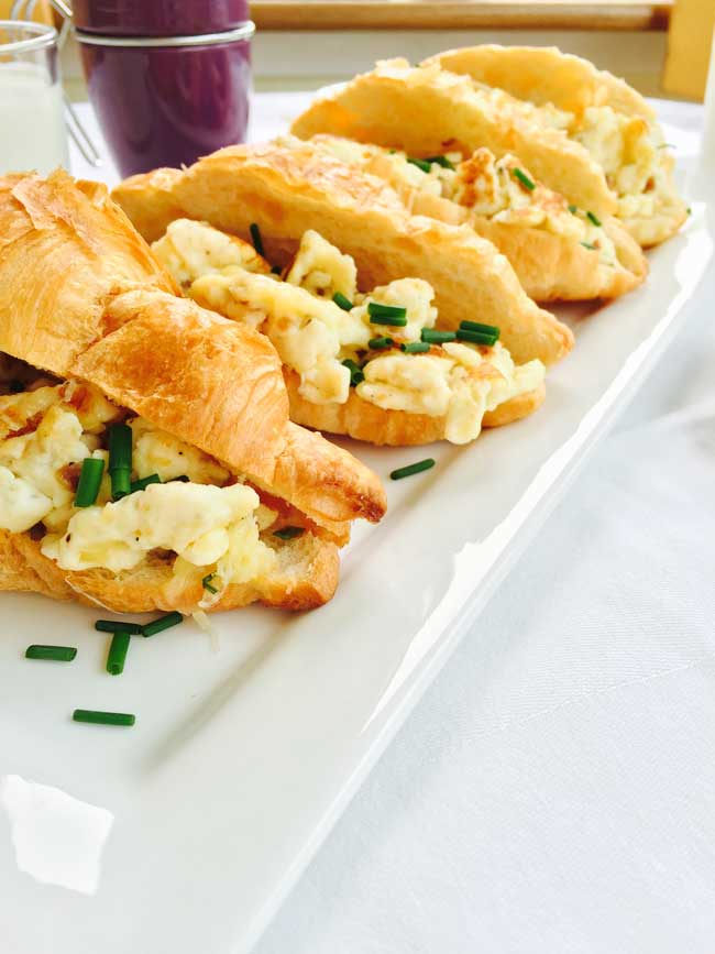 3 scrambled egg croissants