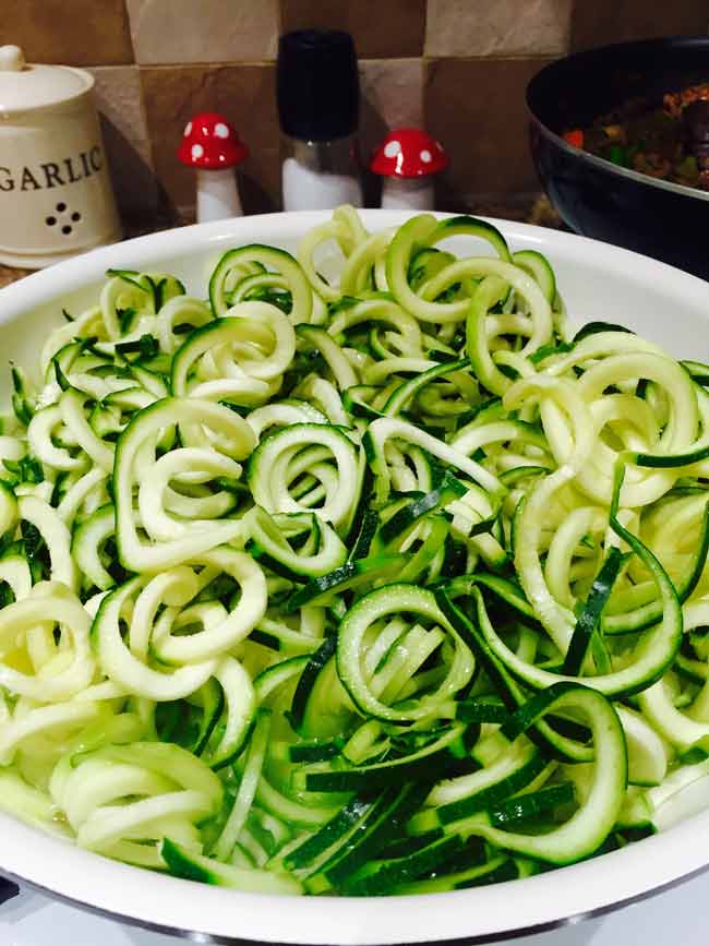 Spiralized zucchini slices