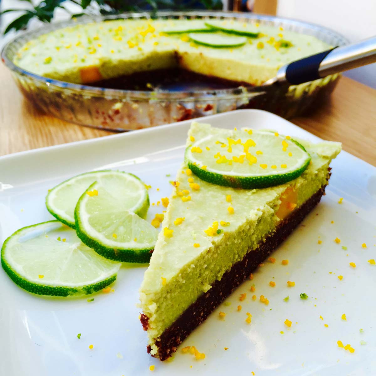 Savor this lime, dates and walnut pie, a bake-free, gluten-free, sugar-free and totally flavorful vegan pie.