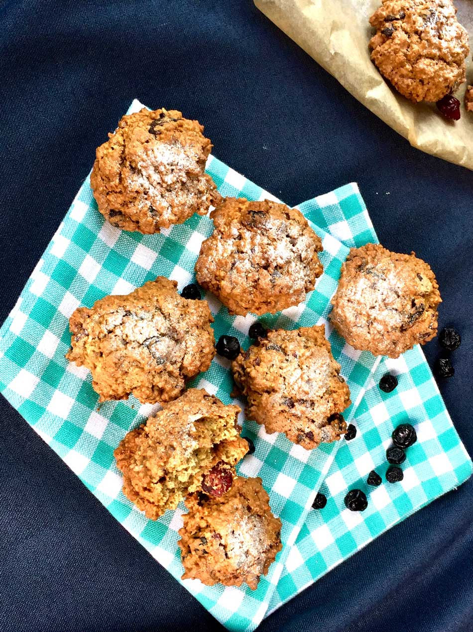 rye flour and dry berries healthy cookies