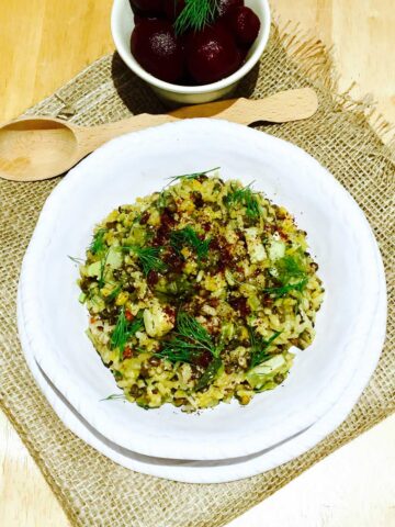 Truffle, mushroom, rice and mountain lentil pilaf
