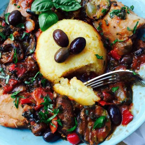 Try this scrumptious chicken casserole with mixed grilled veggies and polenta, a 'taste jackpot' for your taste buds.